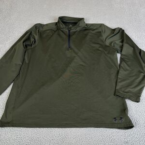 Under Armour Shirt Mens Large Green Loose 1/4 Zip Pullover  Long Sleeve Sweater
